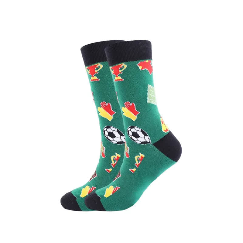 Funny Soccer Print Quarter Socks(3 Pairs) - E - EU39-43(US6-9) - image 5