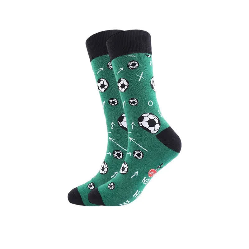 Funny Soccer Print Quarter Socks(3 Pairs) - A - EU39-43(US6-9) - image 1