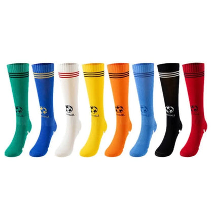 Cotton Football Knee High Socks(3 Pairs) - Red+Yellow+Green - EU37-41(US4-7.5) - image 1