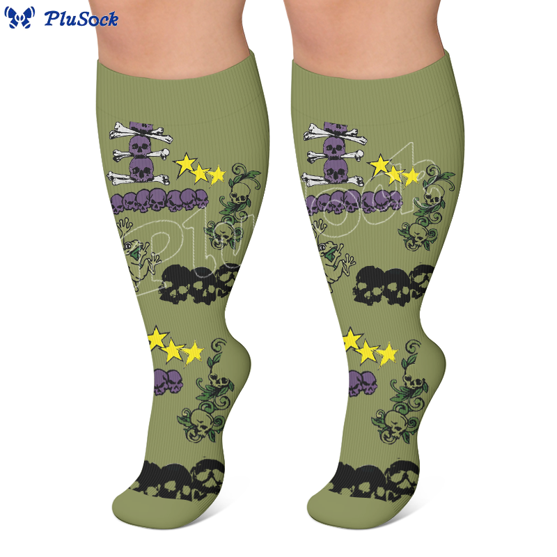 Plus Size Halloween Skull Compression Socks - image 3