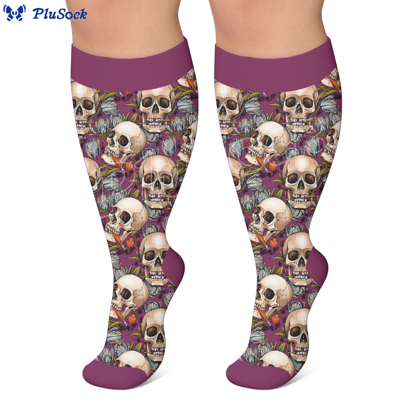 Plus Size Halloween Skull Compression Socks - image 2