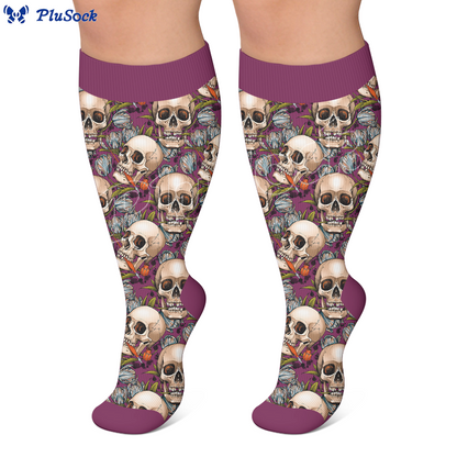 Plus Size Halloween Skull Compression Socks - image 2