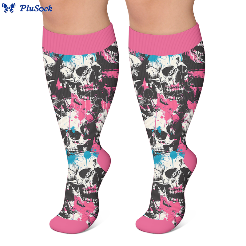 Plus Size Halloween Skull Compression Socks - image 4
