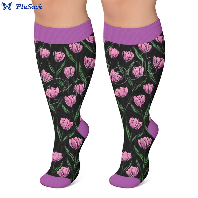 Plus Size Fresh Flowers Compression Socks - image 3