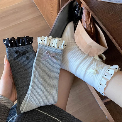 Sweet Ruffle Ribbed Socks(4 Pairs) - image 3