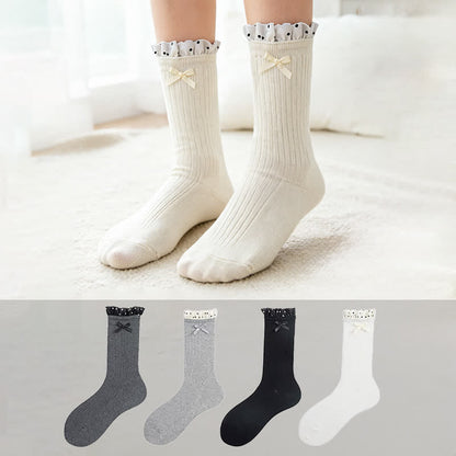 Sweet Ruffle Ribbed Socks(4 Pairs) - image 0