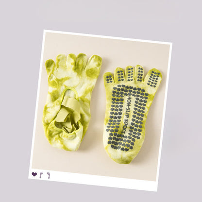 Tie Dye Five Toe Grip Socks(2 Pairs) - Light Green - EU36-42(US3-8.5) - image 11