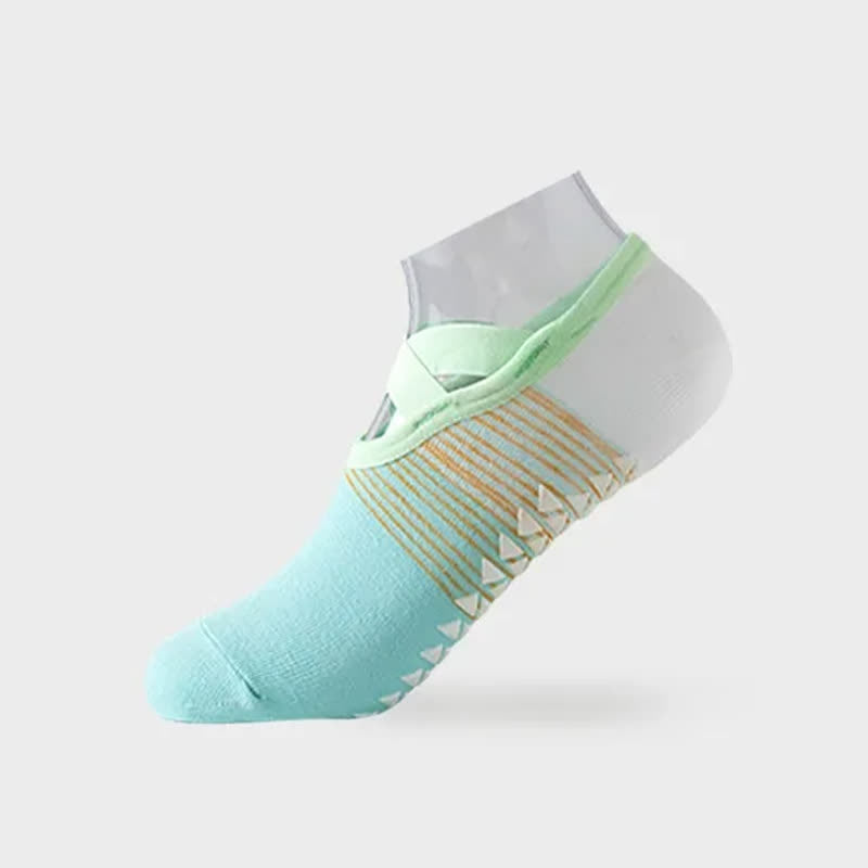 Cross Strap Yoga Grip Socks(6 Pairs) - Light Green - EU35-42(US2-8.5) - image 7