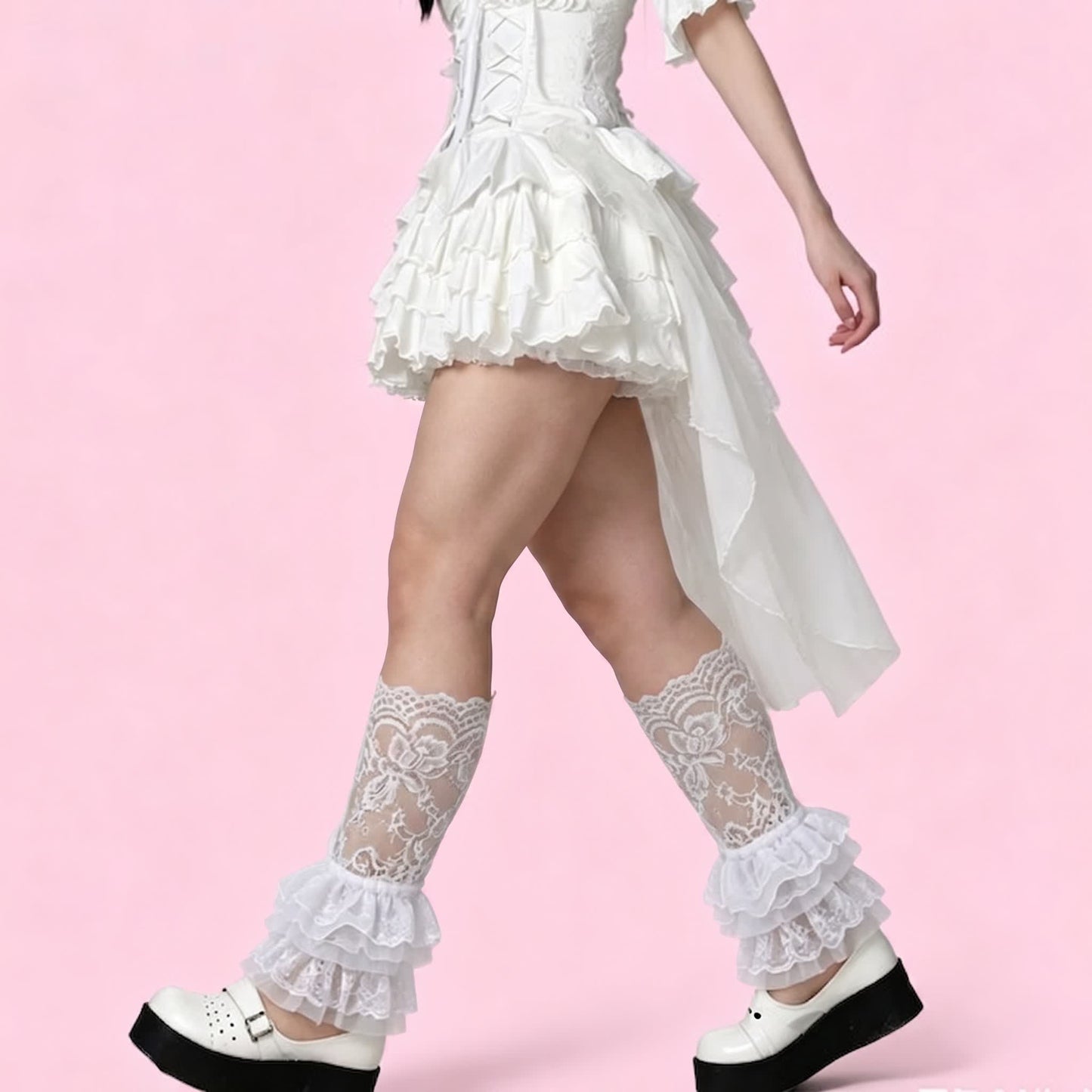 Gothic Lace Ruffle Crew Socks(2 Pairs) - image 1