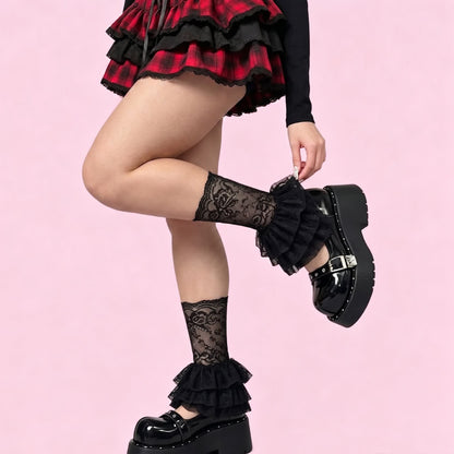 Gothic Lace Ruffle Crew Socks(2 Pairs) - image 3