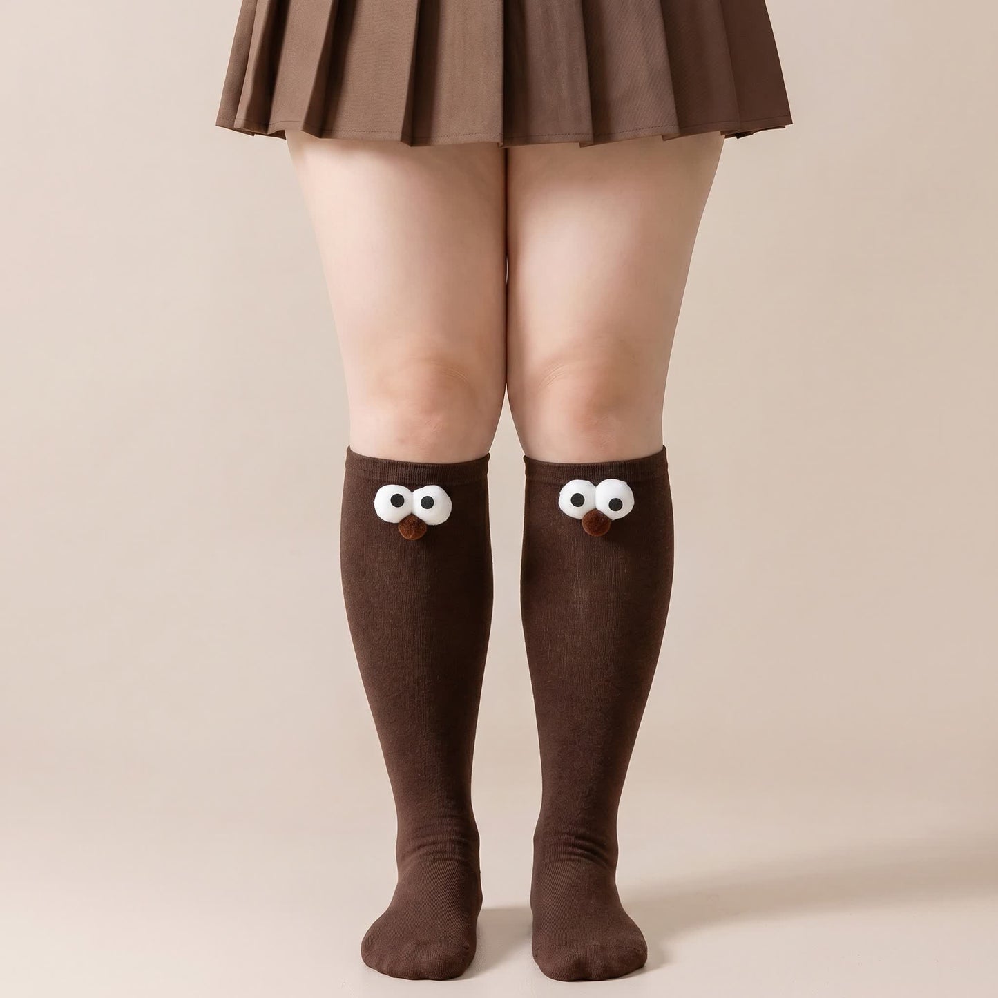 Cute Animal Knee High Socks(4 Pairs) - Coffee - EU34-40(US1-7) - image 1