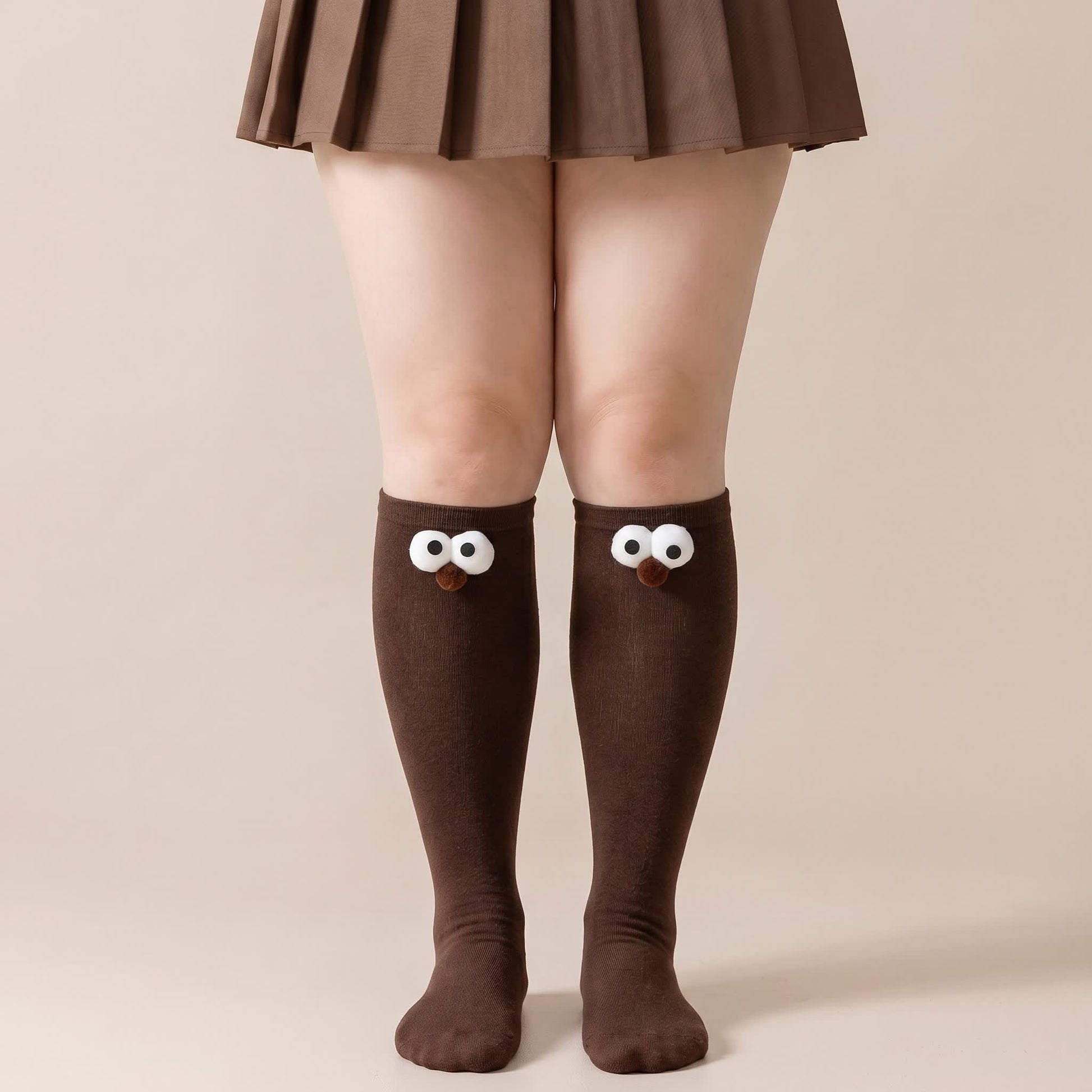 Cute Animal Knee High Socks(4 Pairs) - Coffee - EU35-40(US2-7) - image 1