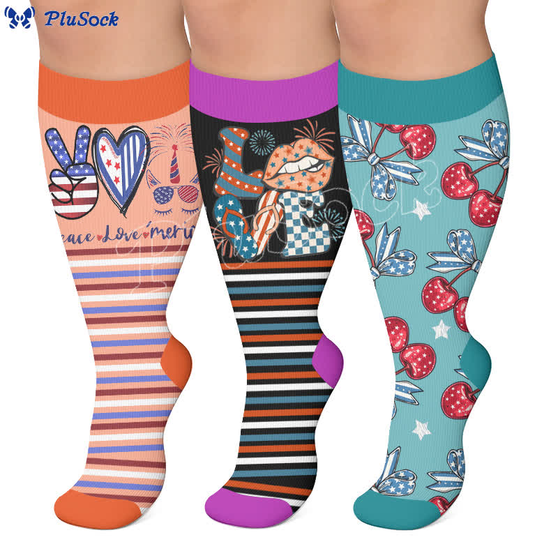Plus Size Independence Day Compression Socks - image 0