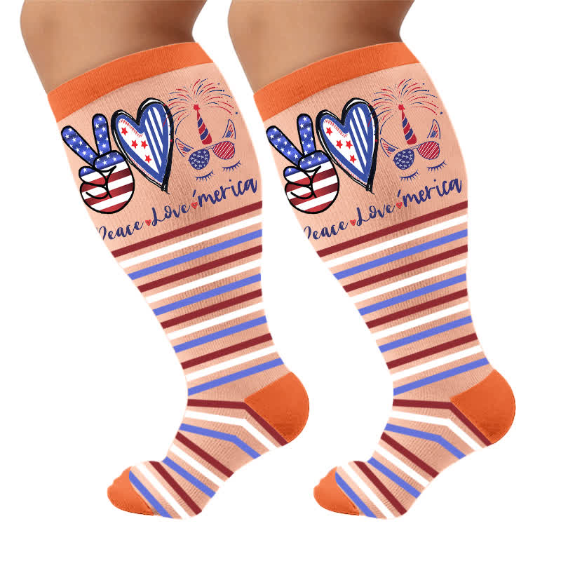 Plus Size Independence Day Compression Socks - Orange(1 Pair) - 4XL - image 8