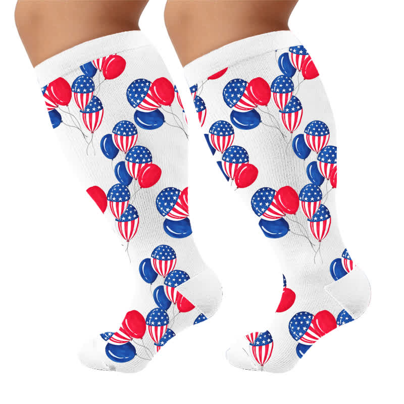 Plus Size Free America Compression Socks - White(1 Pair) - 4XL - image 7