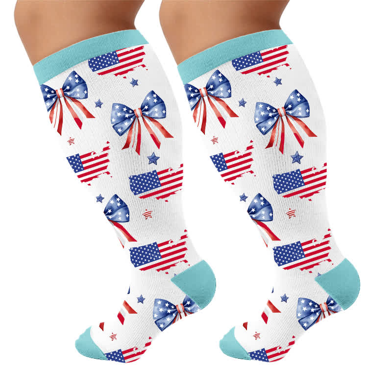 Plus Size Championing Freedom Compression Socks - Blue(1 Pair) - 4XL - image 10