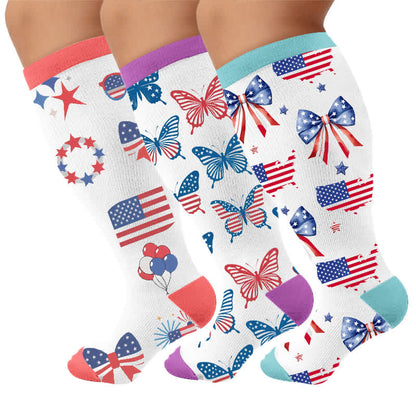 Plus Size Championing Freedom Compression Socks - Multicolor(3 Pairs) - 4XL - image 4