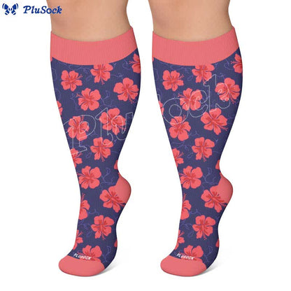 Plus Size Bright Floral Print Compression Socks - image 7