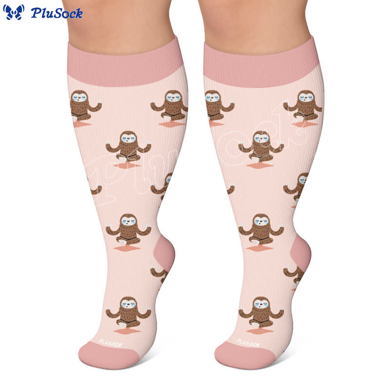 Plus Size Sloth Clownfish Pig Compression Socks - image 5