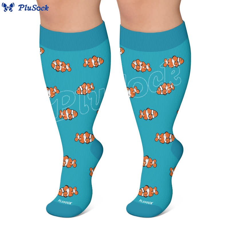 Plus Size Sloth Clownfish Pig Compression Socks - image 6