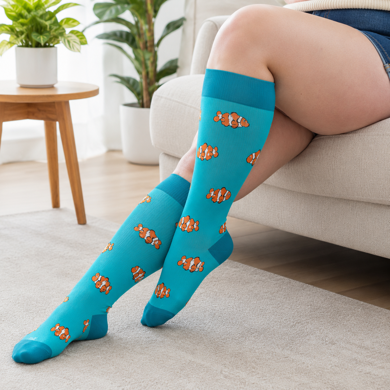 Plus Size Sloth Clownfish Pig Compression Socks - image 2