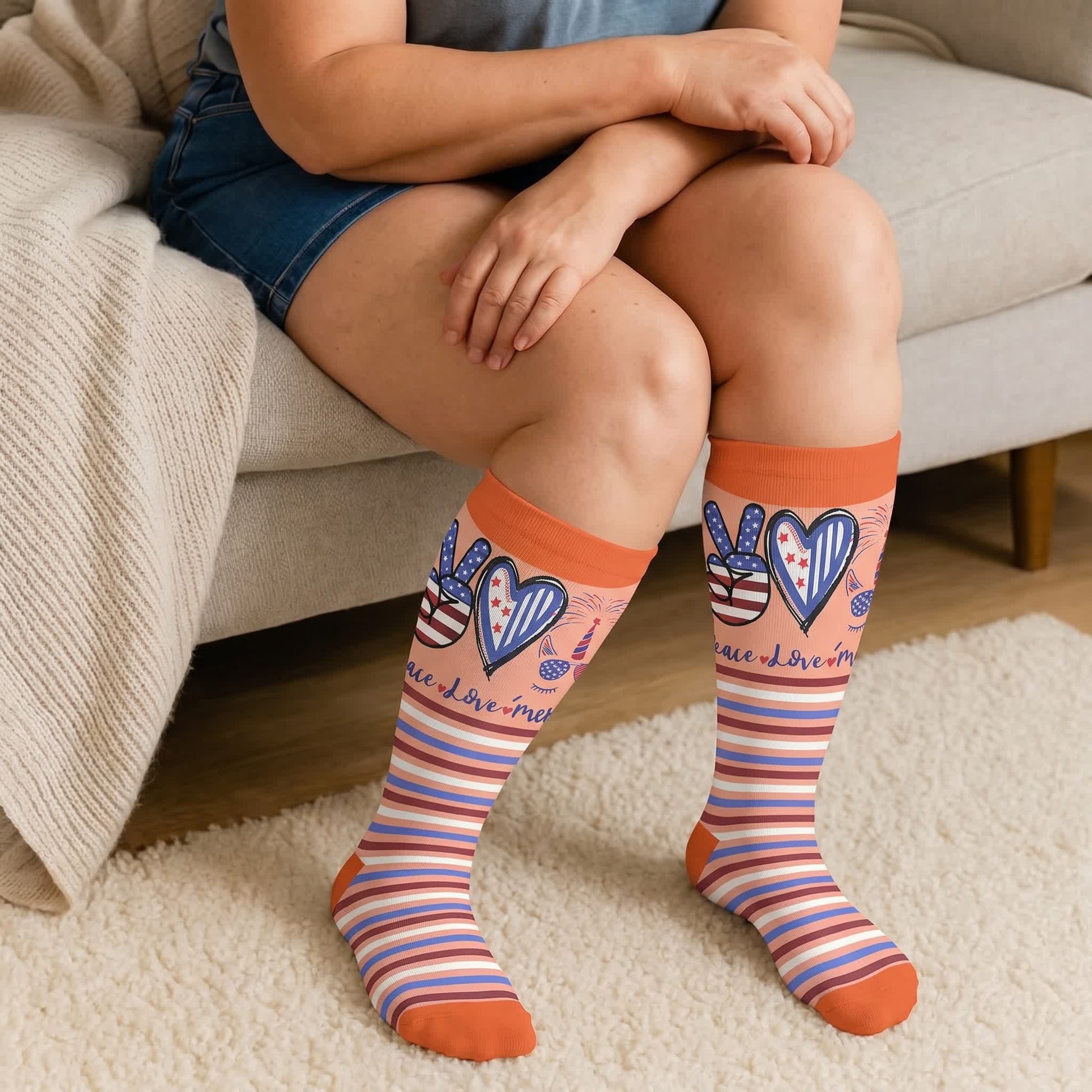 Plus Size Independence Day Compression Socks - image 1