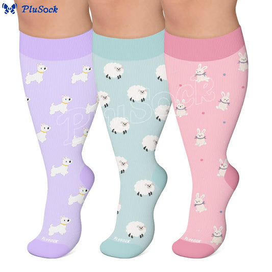 Plus Size Sheep Dog Rabbit Compression Socks - image 0