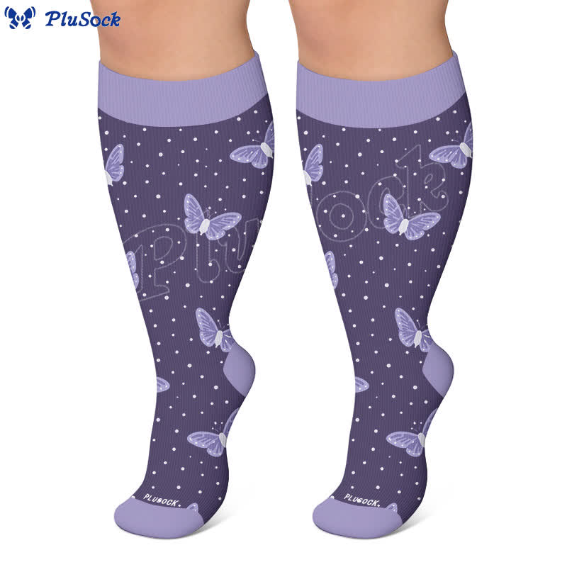 Plus Size Dreamy Cats Butterfly Compression Socks - image 6