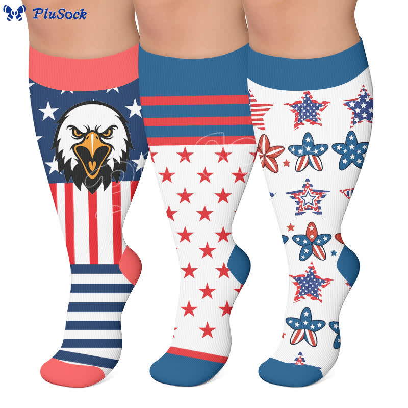 Plus Size Retro Patriotic Compression Socks - image 0