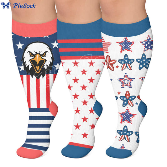 Plus Size Retro Patriotic Compression Socks - image 0