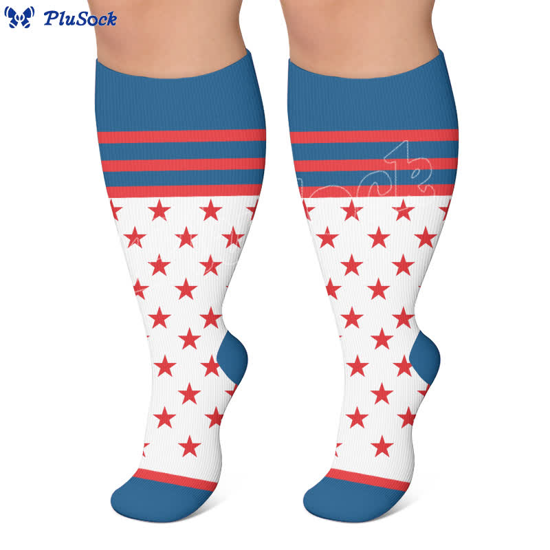 Plus Size Retro Patriotic Compression Socks - image 6