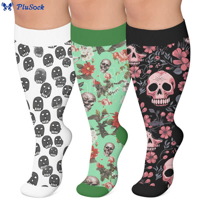 Plus Size Mixed Skull Compression Socks - image 0