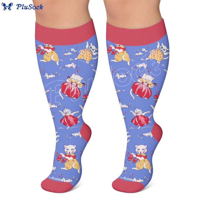 Plus Size Cat Floral Compression Socks - image 6