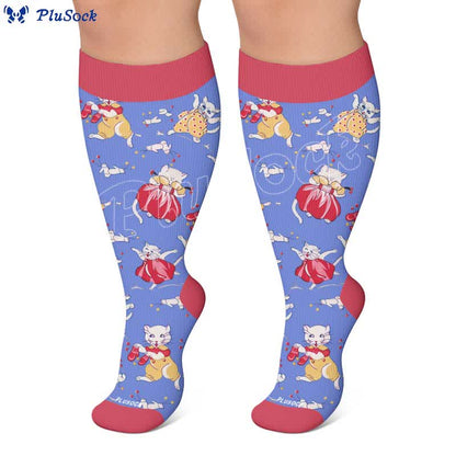 Plus Size Cat Floral Compression Socks - image 6