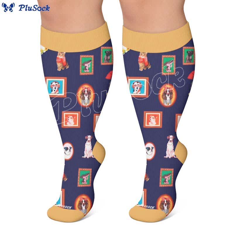Plus Size Cat Floral Compression Socks - image 7