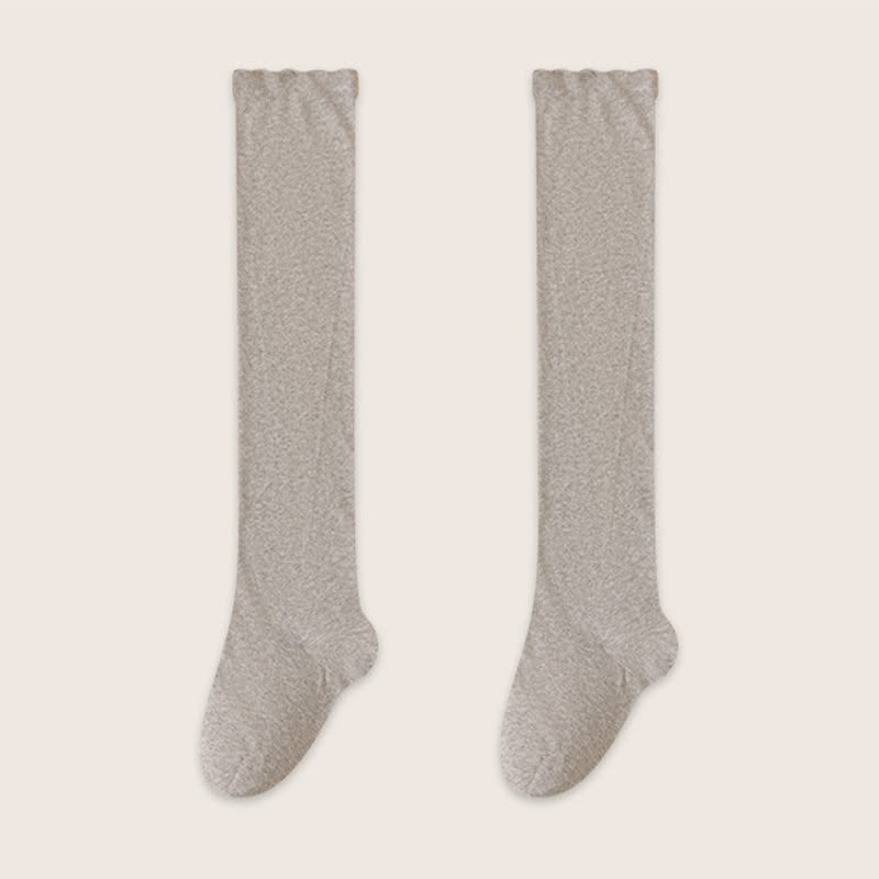 Cozy Solid Cotton Thigh High Sleep Socks(2 Pairs) - Light Gray - EU39-45(US6-11) - image 8