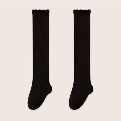 Cozy Solid Cotton Thigh High Sleep Socks(2 Pairs) - Black - EU39-45(US6-11) - image 5