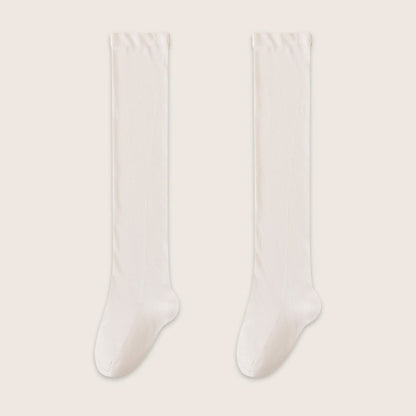 Cozy Solid Cotton Thigh High Sleep Socks(2 Pairs) - White - EU39-45(US6-11) - image 4
