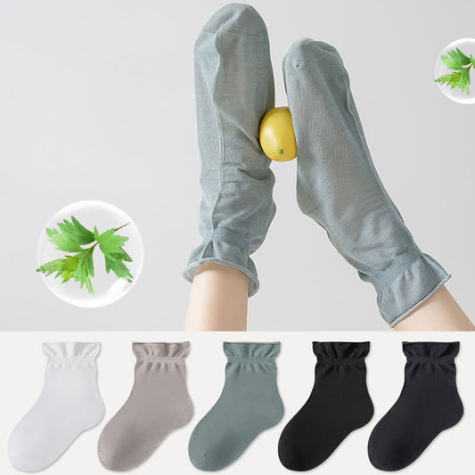 Casual Solid Color Sleep Socks(3 Pairs) - image 0