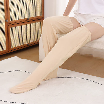 Minimal Ribbed Overknee Sleep Socks - Nude - L - image 2