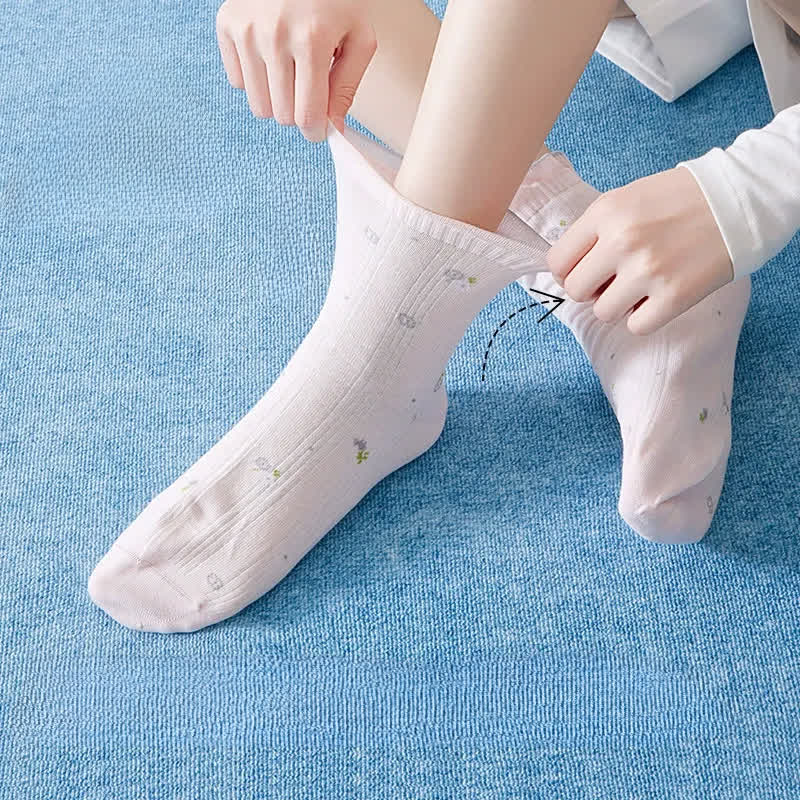 Pure Cotton Floral Sleep Socks(3 Pairs) - image 1