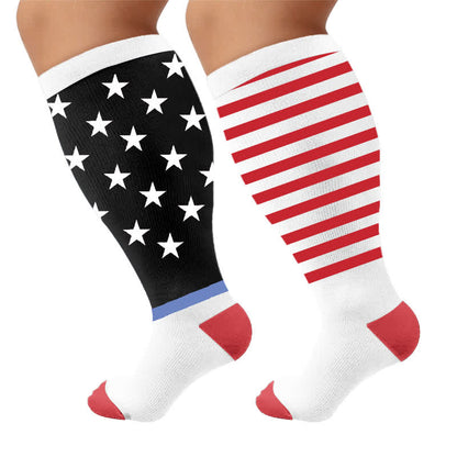 Plus Size Starry Mix Compression Socks - Red(1 Pair) - 4XL - image 9