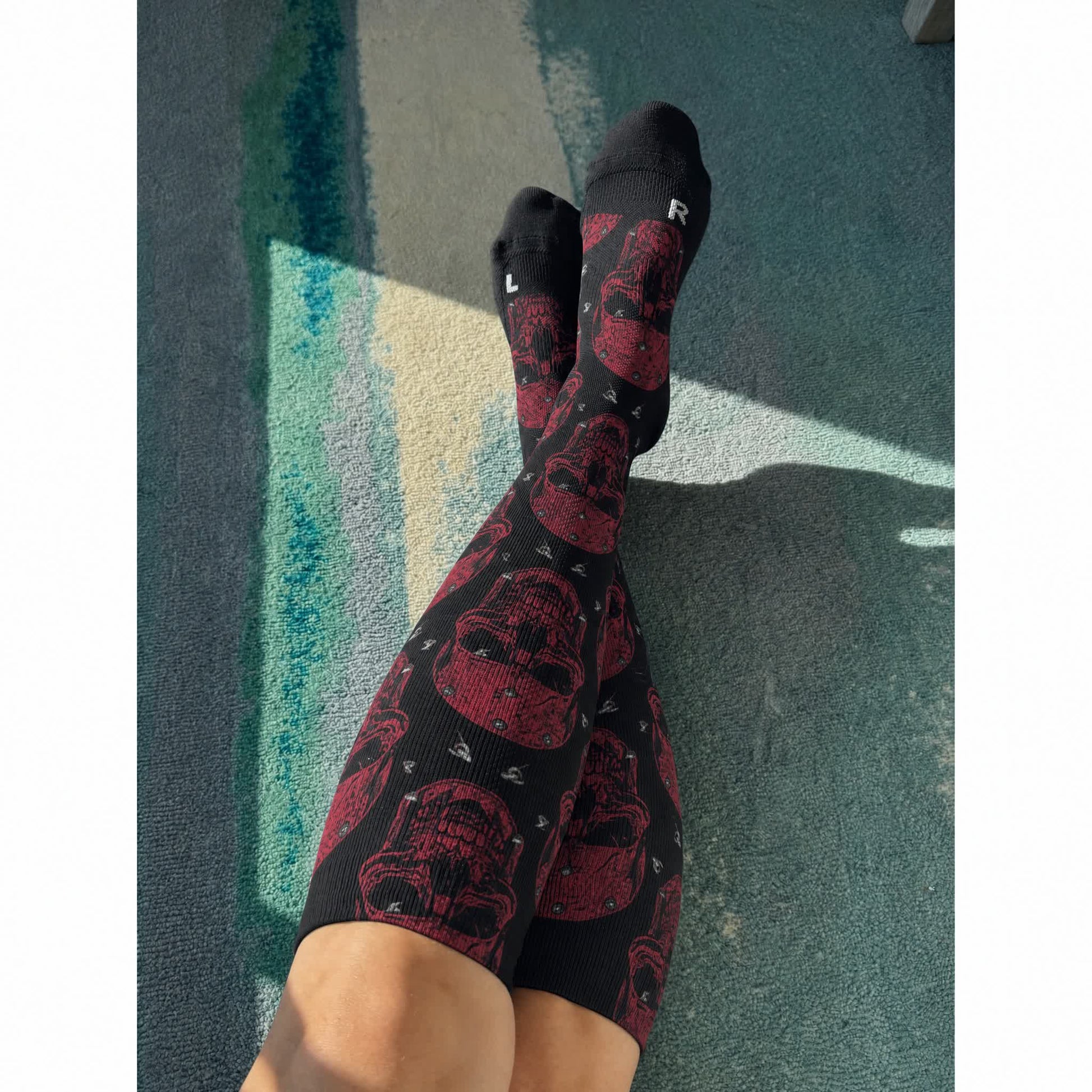 Plus Size Skull Vine Compression Socks - Black(1 Pair) - 4XL - image 2