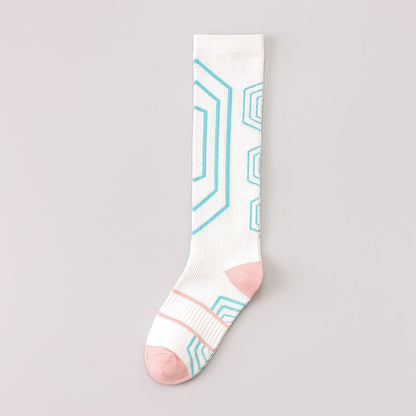 Geometric Colorblock Compression Socks(3 Pairs) - White - EU36-40(US3-7) - image 3
