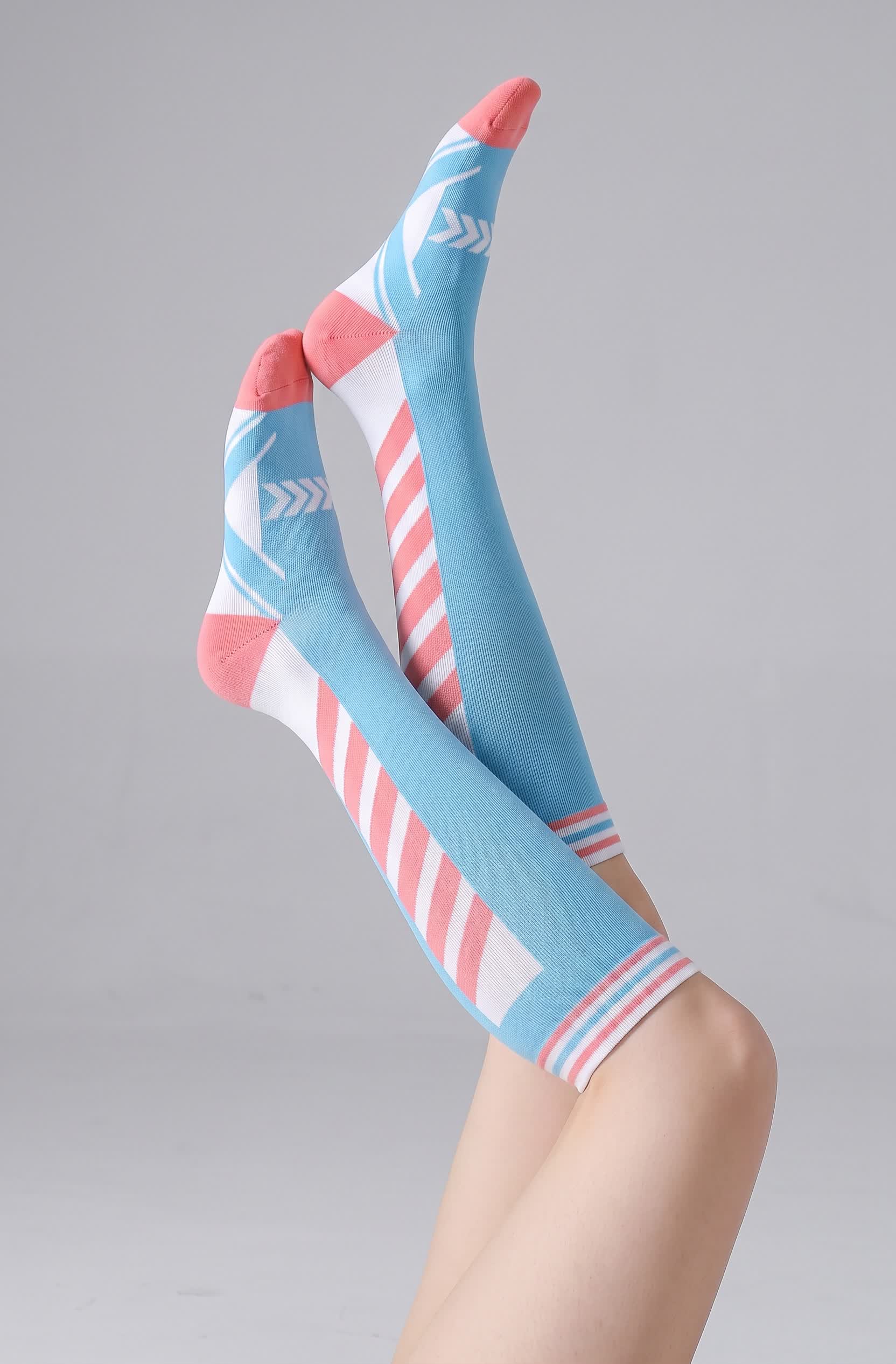 Sport Stripe Compression Socks(2 Pairs) - Blue - EU36-40(US3-7) - image 8