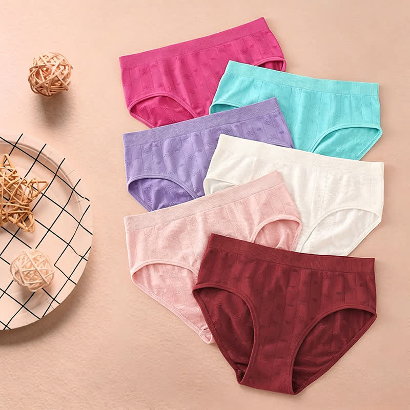 Seamless Ribbed High Waist Panty(3 Packs) - Pink+Rose+Beige - XL - image 3