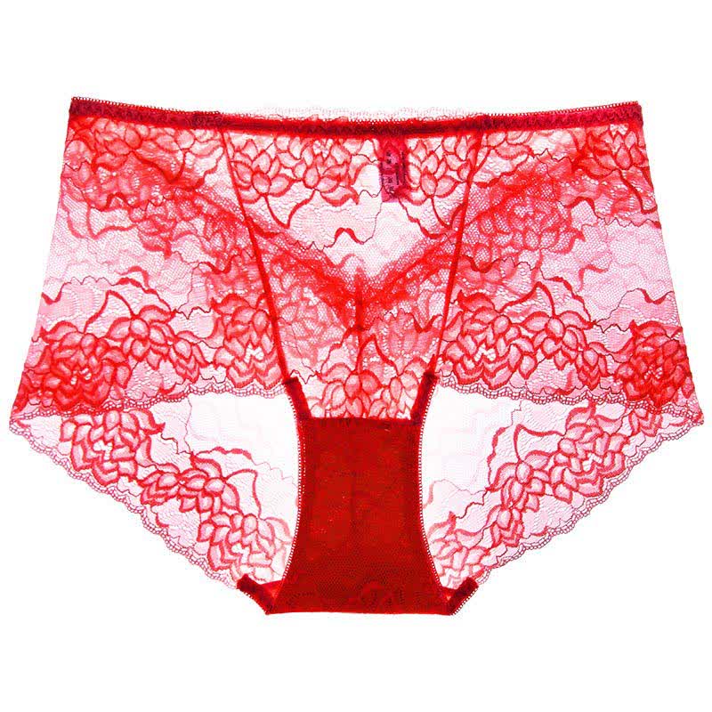 Floral Lace Low Rise Panty(3 Packs) - Red - 2XL - image 3
