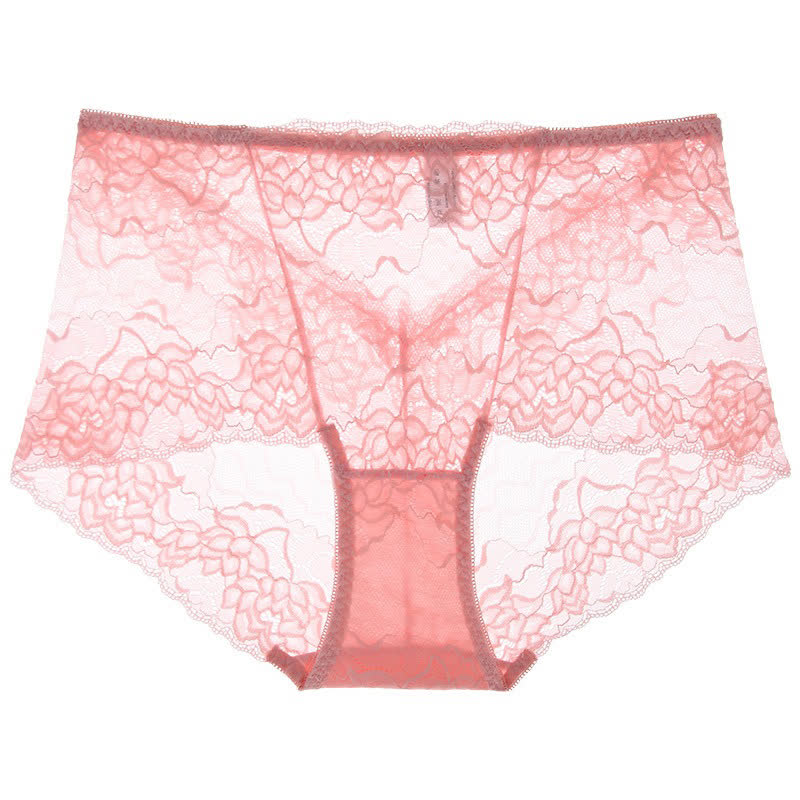 Floral Lace Low Rise Panty(3 Packs) - Pink - 2XL - image 4