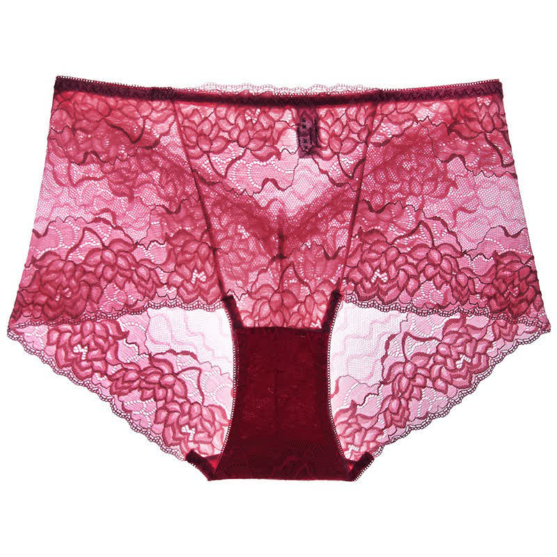 Floral Lace Low Rise Panty(3 Packs) - Wine - 2XL - image 5