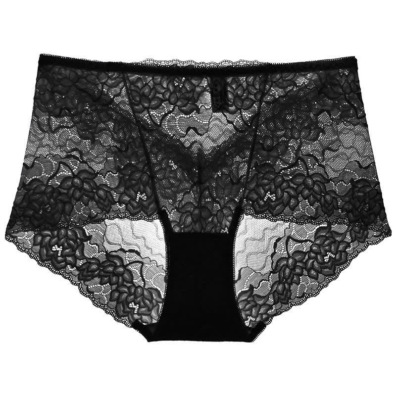 Floral Lace Low Rise Panty(3 Packs) - Black - 2XL - image 7